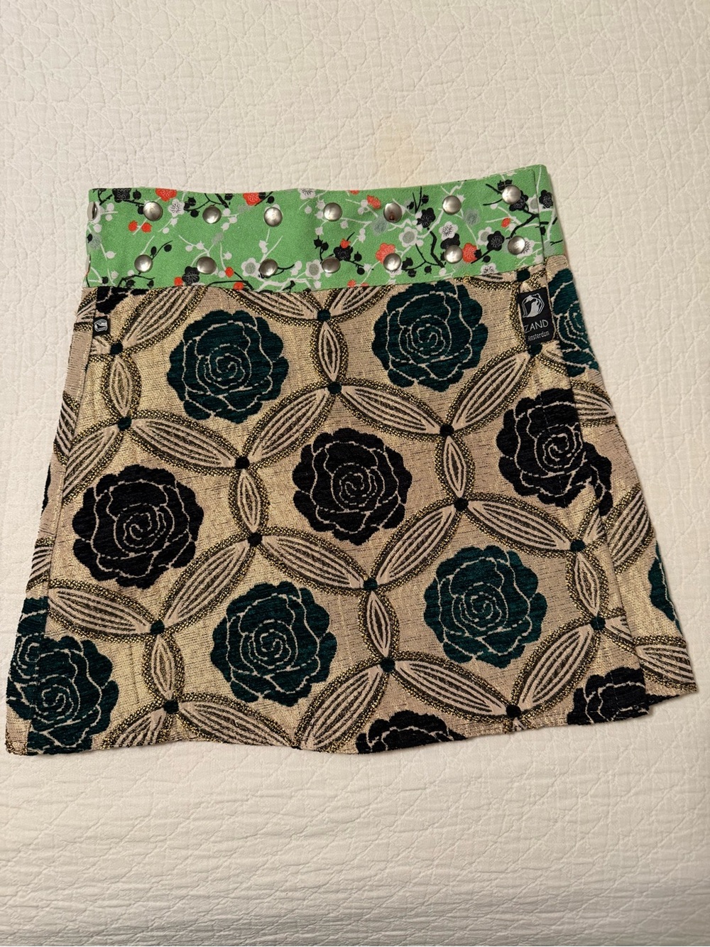 ZAND AMSTERDAM brown green floral mini skirt OS